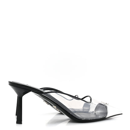 Prada Plexiglass Vernice Metal Triangle Logo Modellerie 75mm Mules 38 Black 4 of 9