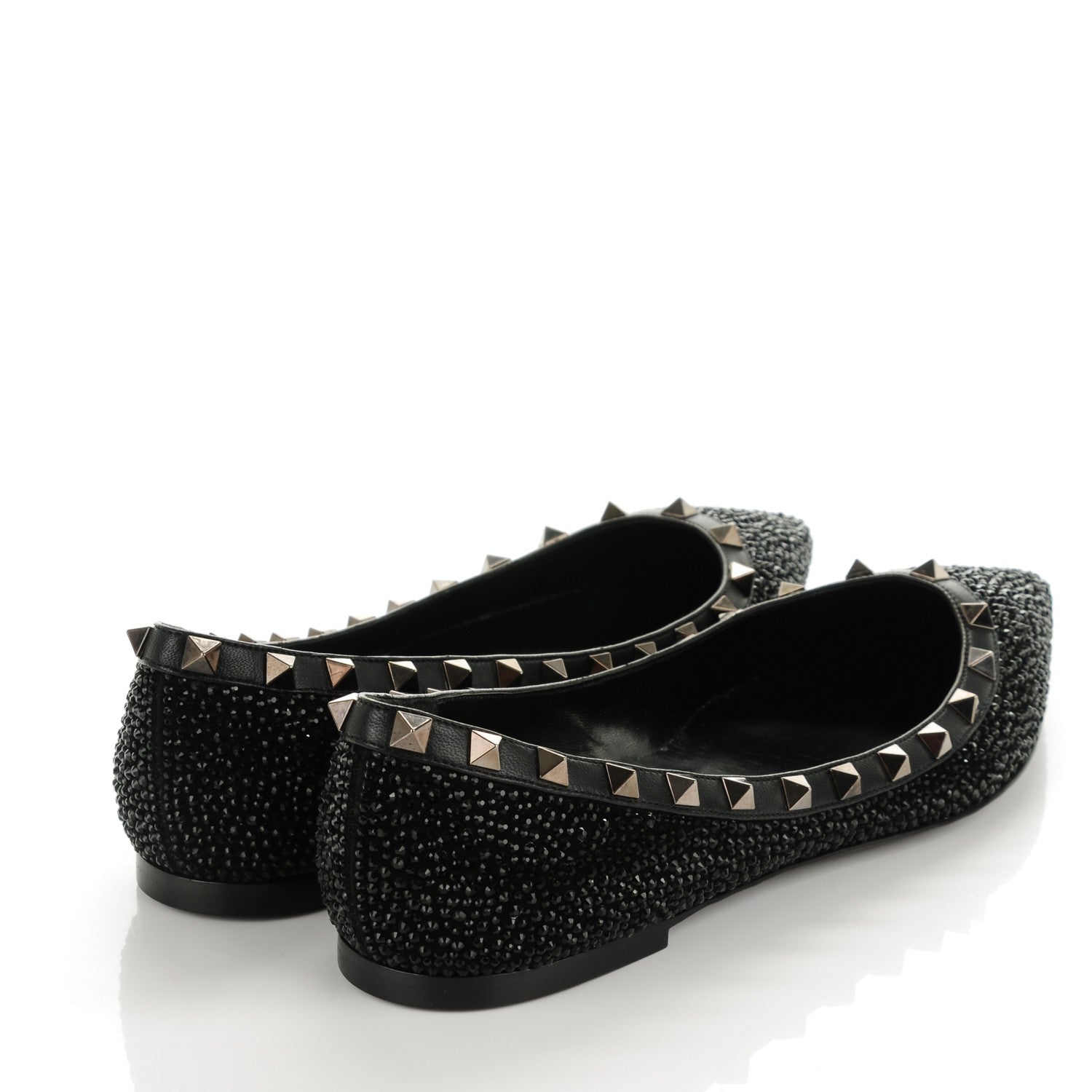 Valentino Garavani Nappa Crystal Rockstud Flats 39 Black 4 of 8