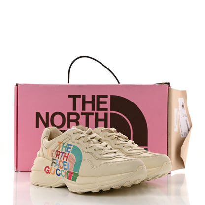 Gucci X THE NORTH FACE Calfskin Womens Rhyton Sneakers 37.5 Special Ivory 9 of 9