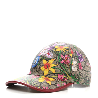 Gucci GG Supreme Flora Claudia Baseball Hat 56 S Red 1 of 10
