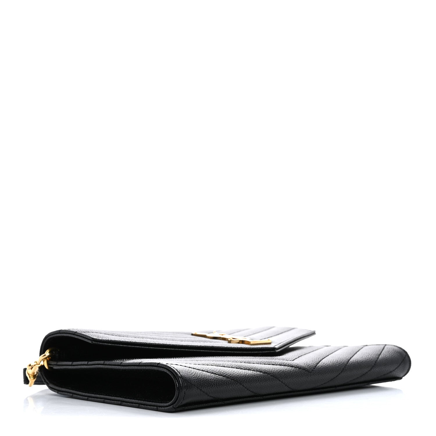 Saint Laurent Grain De Poudre Matelasse Chevron Monogram Envelope Clutch Black 4 of 11