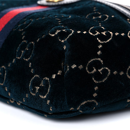 Gucci Velvet GG Monogram Web Belt Bag Blue Beige 9 of 11