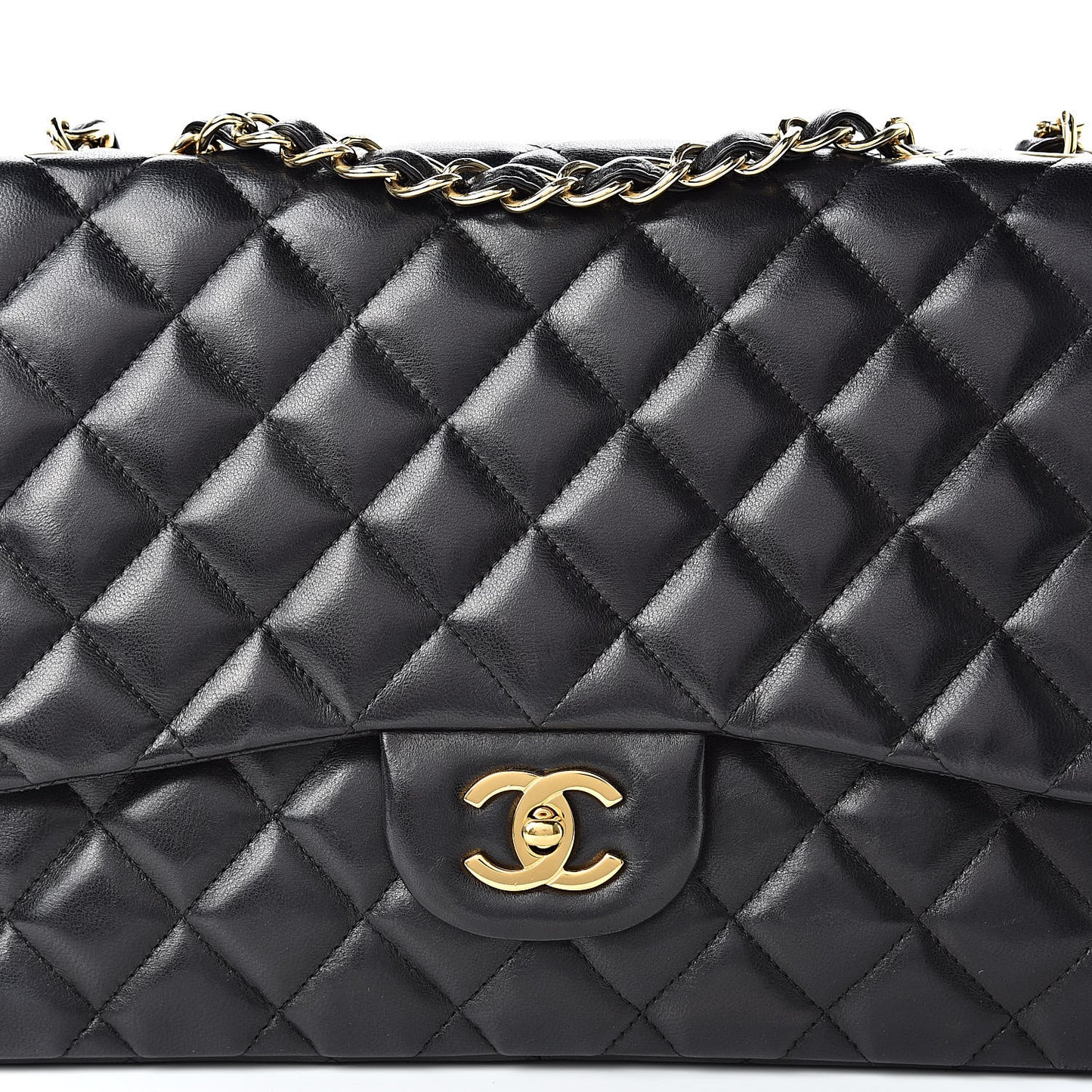 Lambskin Quilted Jumbo Single Flap Black
