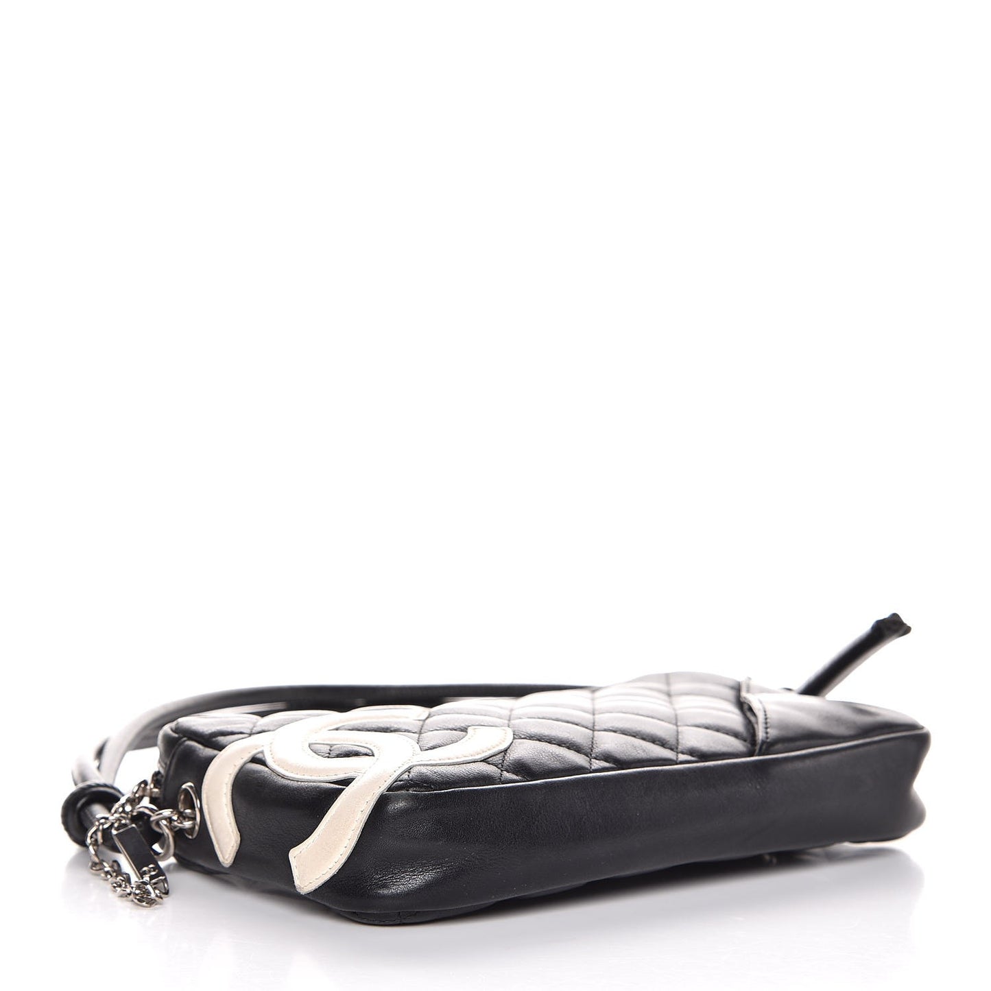 Calfskin Quilted Cambon Pochette Black White
