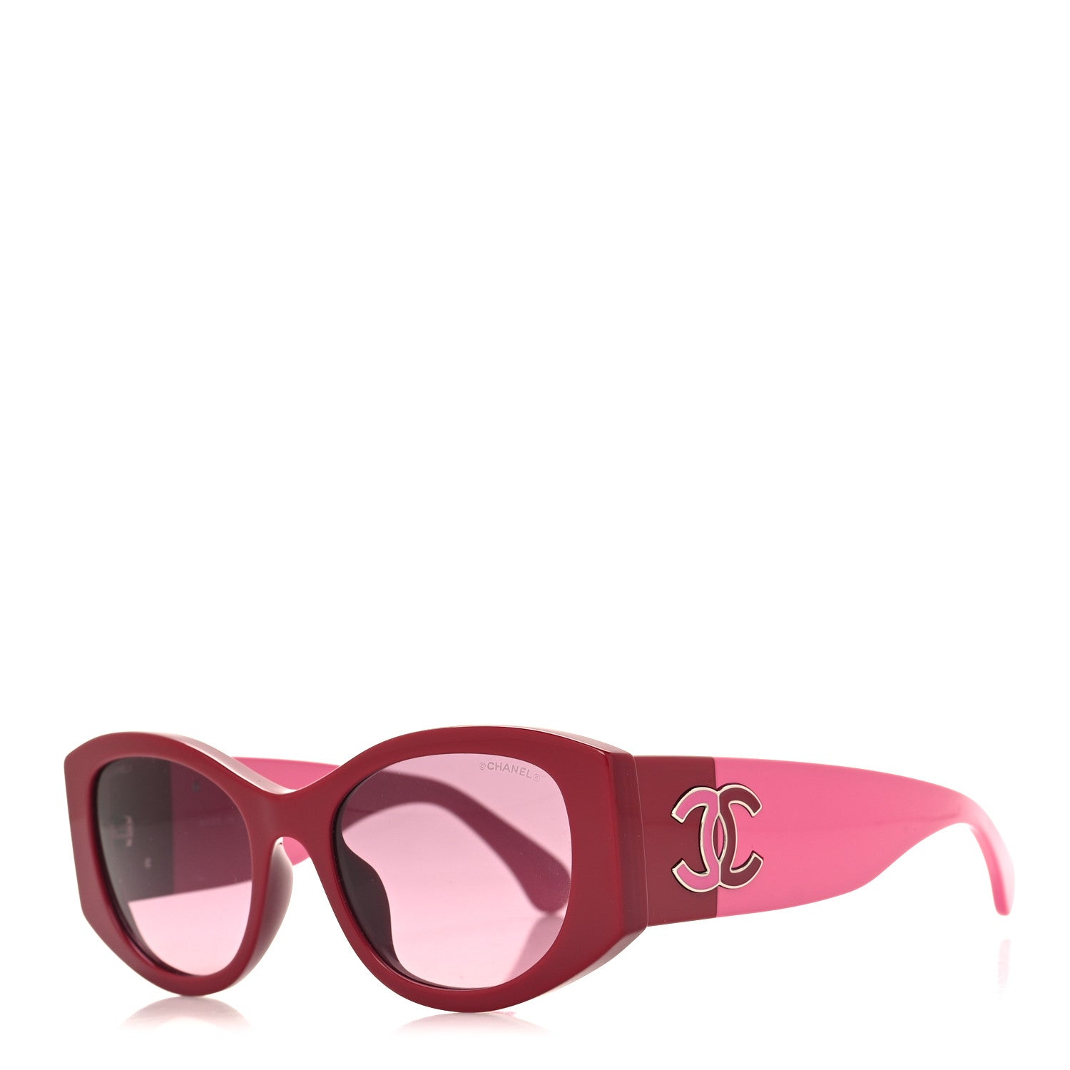 Chanel Acetate Oval Sunglasses 5524-A Pink Red 1 of 9