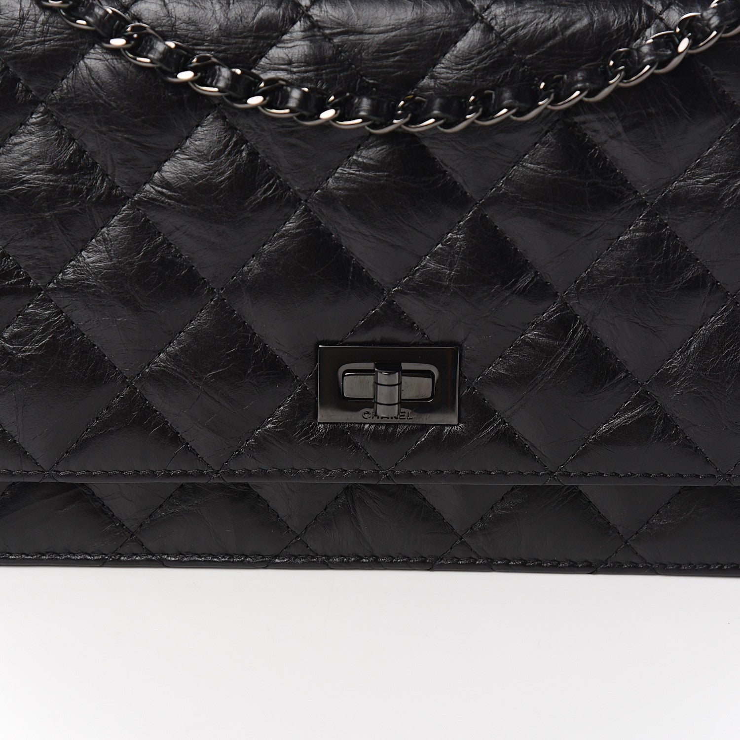 Chanel Aged Calfskin Quilted Reissue Wallet On Chain WOC So Black 10 of 12