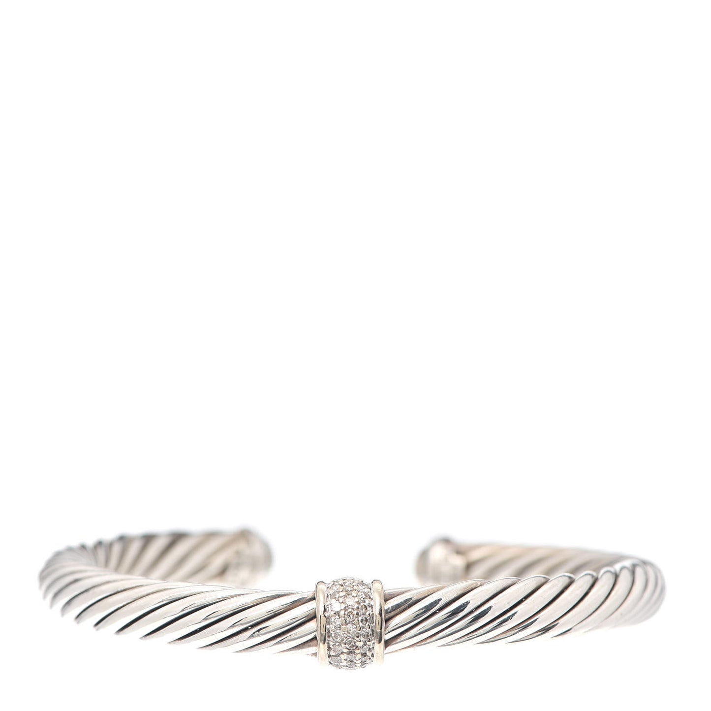Sterling Silver 18K White Gold Diamond 7mm Cable Classics Station Bracelet