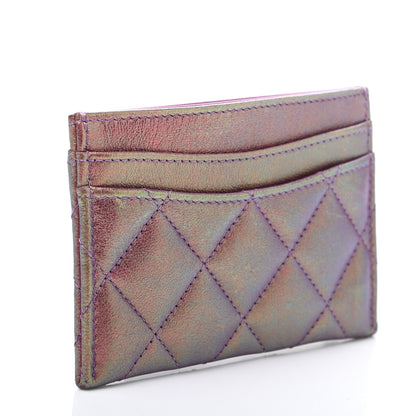 Chanel Iridescent Lambskin Quilted Card Holder Purple 5 of 24