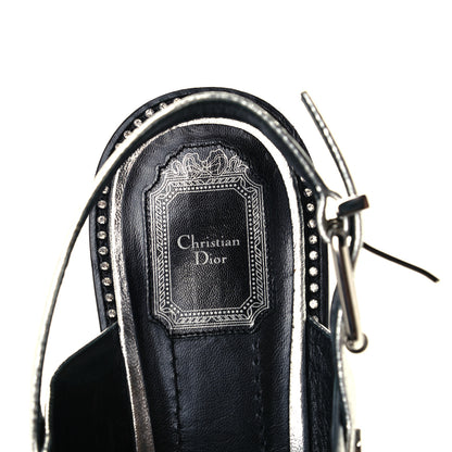 Christian Dior Crinkled Lambskin Crystal Dior Wanted Sandals 40 Argent 10 of 12