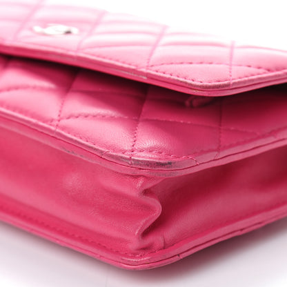 Chanel Lambskin Quilted Wallet On Chain WOC Pink 13 of 19