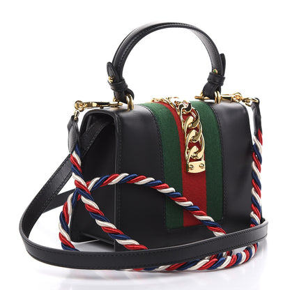 Gucci Calfskin Mini Sylvie Top Handle Bag Black 3 of 12