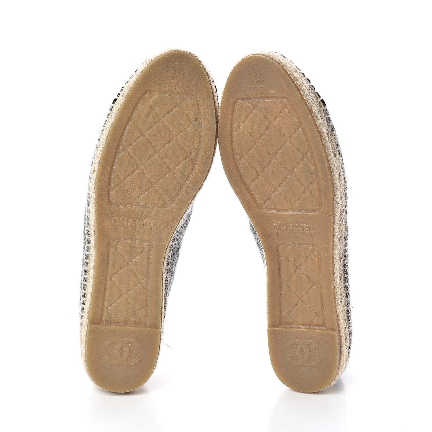 Chanel Tweed Velvet CC Espadrilles 40 Grey Black 7 of 7