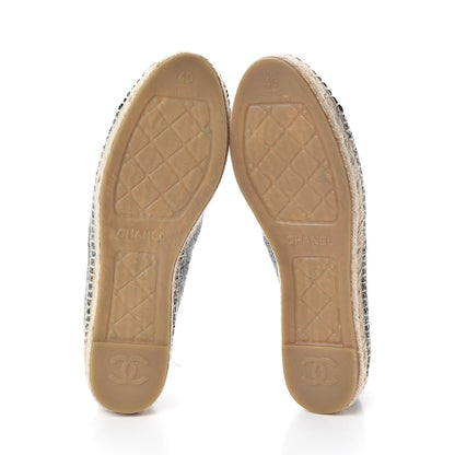 Chanel Tweed Velvet CC Espadrilles 40 Grey Black 7 of 7