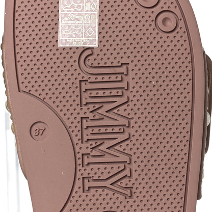 Jimmy Choo Canvas Calfskin Pearls Fitz Sandals 37 Ballet Pink 6 of 8