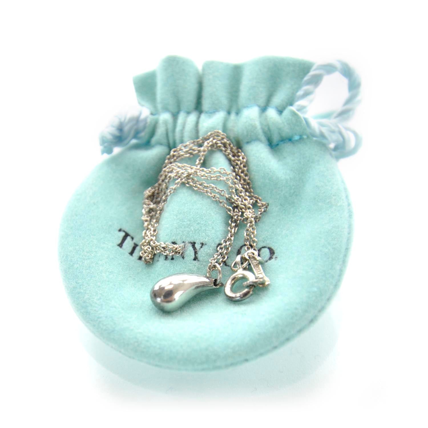 Tiffany Sterling Silver Elsa Peretti Teardrop Pendant Necklace 1 of 4
