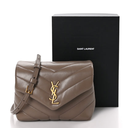 Saint Laurent Calfskin Y Quilted Monogram Toy Loulou Crossbody Bag Taupe 12 of 12