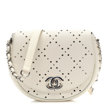 Chanel Caviar Perforated Messenger Bag White 1 of 12