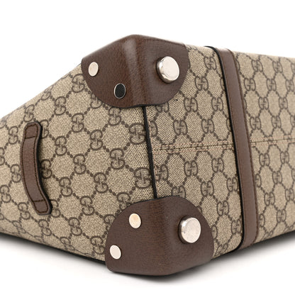 Gucci GG Supreme Monogram Textured Dollar Calfskin Medium Detail Tote Beige Ebony New Acero 9 of 12