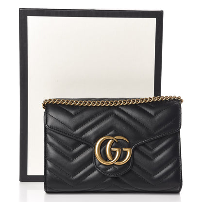 Gucci Calfskin Matelasse GG Marmont Chain Wallet Black 11 of 11