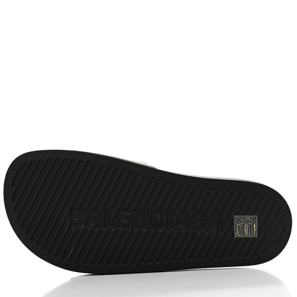 Balenciaga Rubber Womens Logo Pool Slide Sandals 37 Black Grey 8 of 10