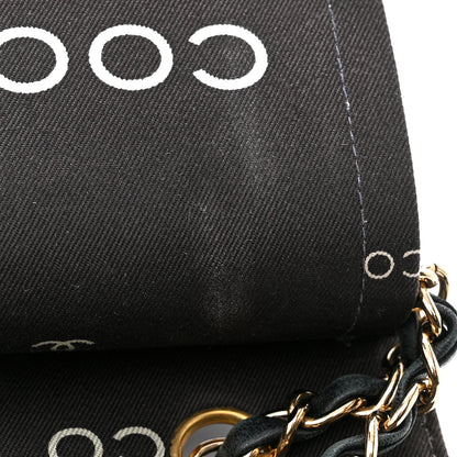 Chanel Canvas Coco Printed Quilted Medium Double Flap Black White 11 of 14