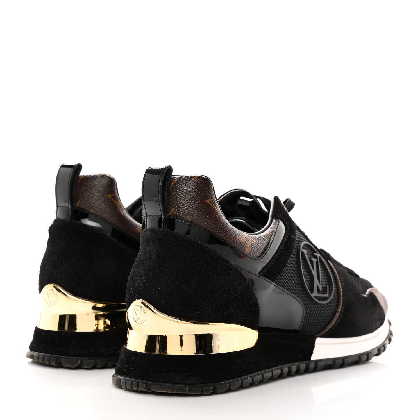 Suede Monogram Run Away Sneakers 37.5 Black