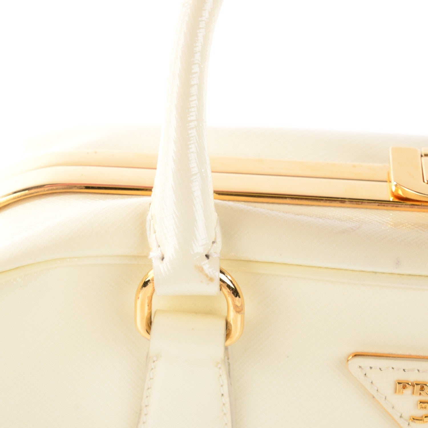 Prada Saffiano Vernice Frame Bag White 10 of 14