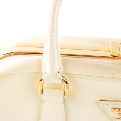 Prada Saffiano Vernice Frame Bag White 10 of 14