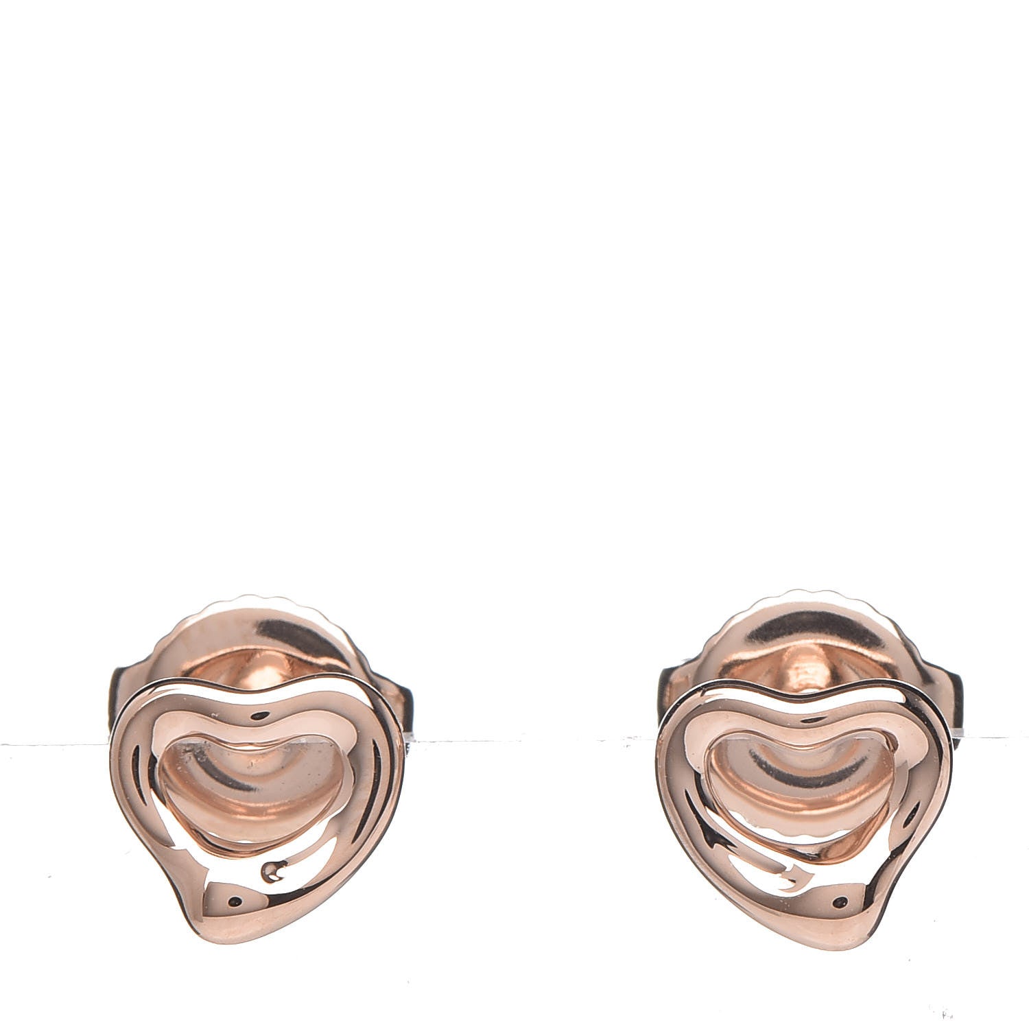 Tiffany 18K Rose Gold 7mm Elsa Peretti Open Heart Earrings 1 of 4