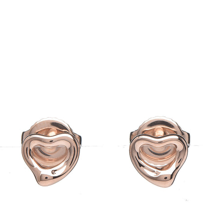 Tiffany 18K Rose Gold 7mm Elsa Peretti Open Heart Earrings 1 of 4