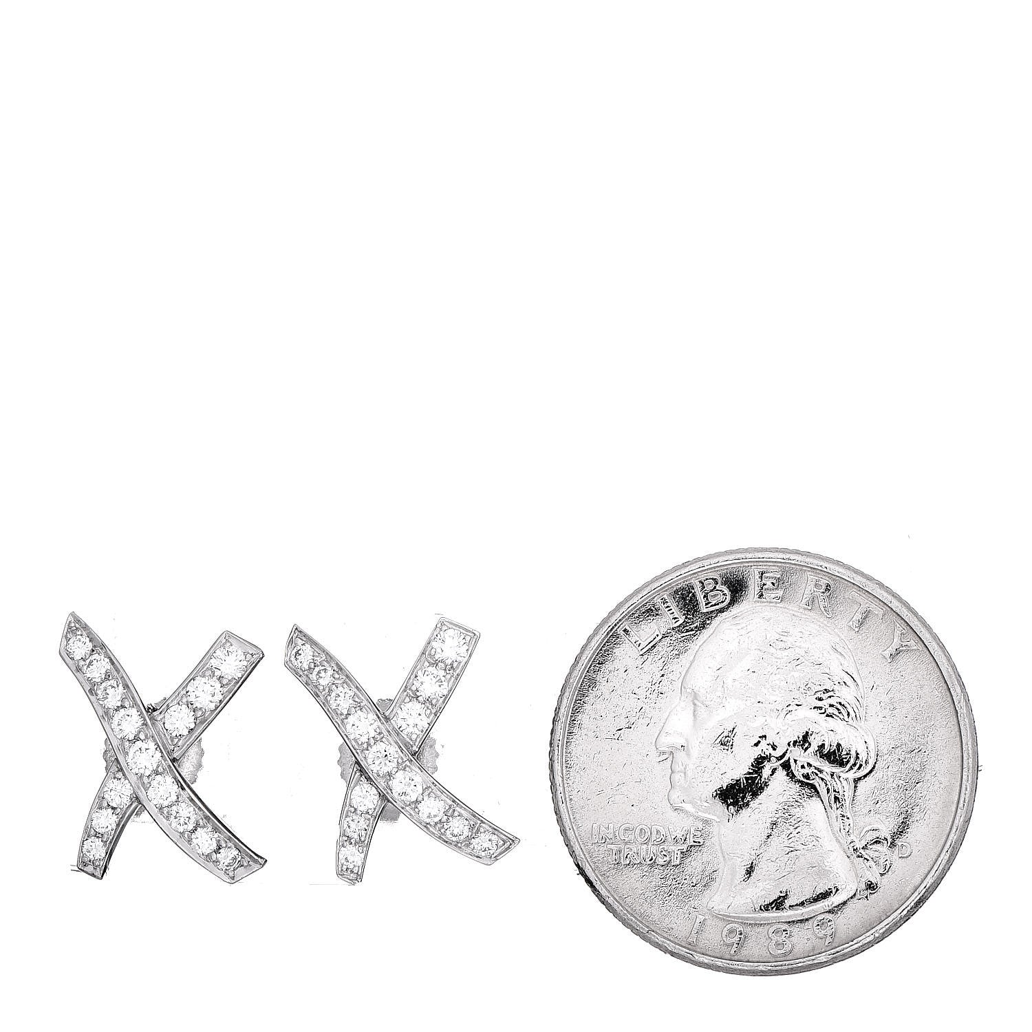 Tiffany Platinum Diamond Small Paloma Picasso "X" Earrings 2 of 5