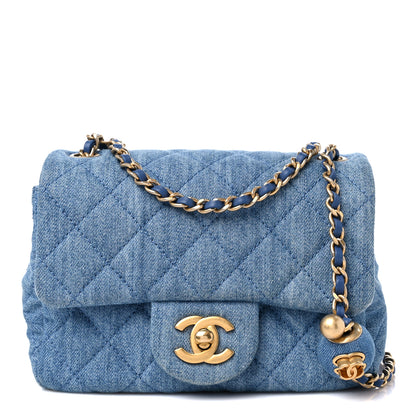 Chanel Denim Quilted Mini Pearl Crush Flap Blue 1 of 10