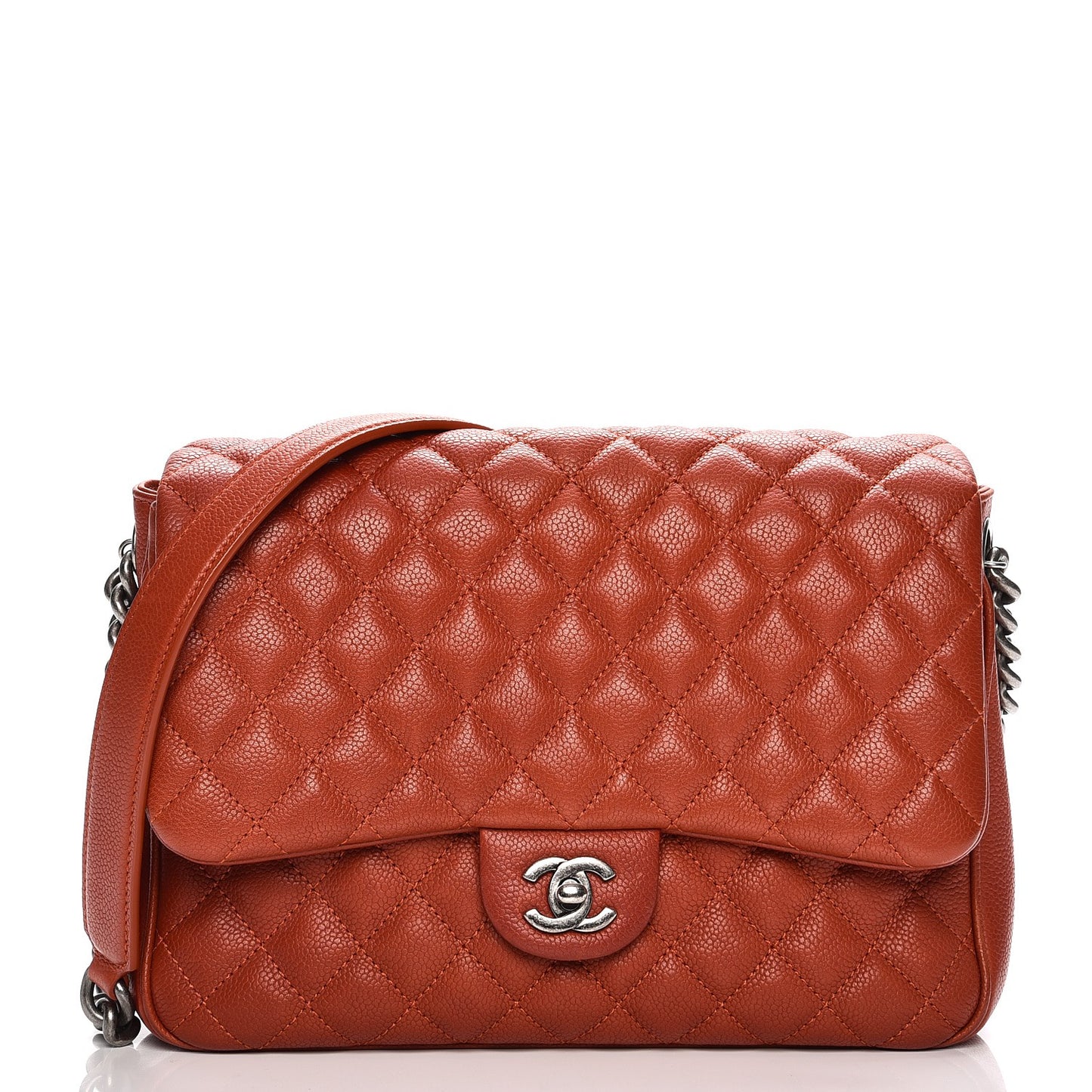 Caviar Quilted Medium Rock In Rome Single Flap Dark Red