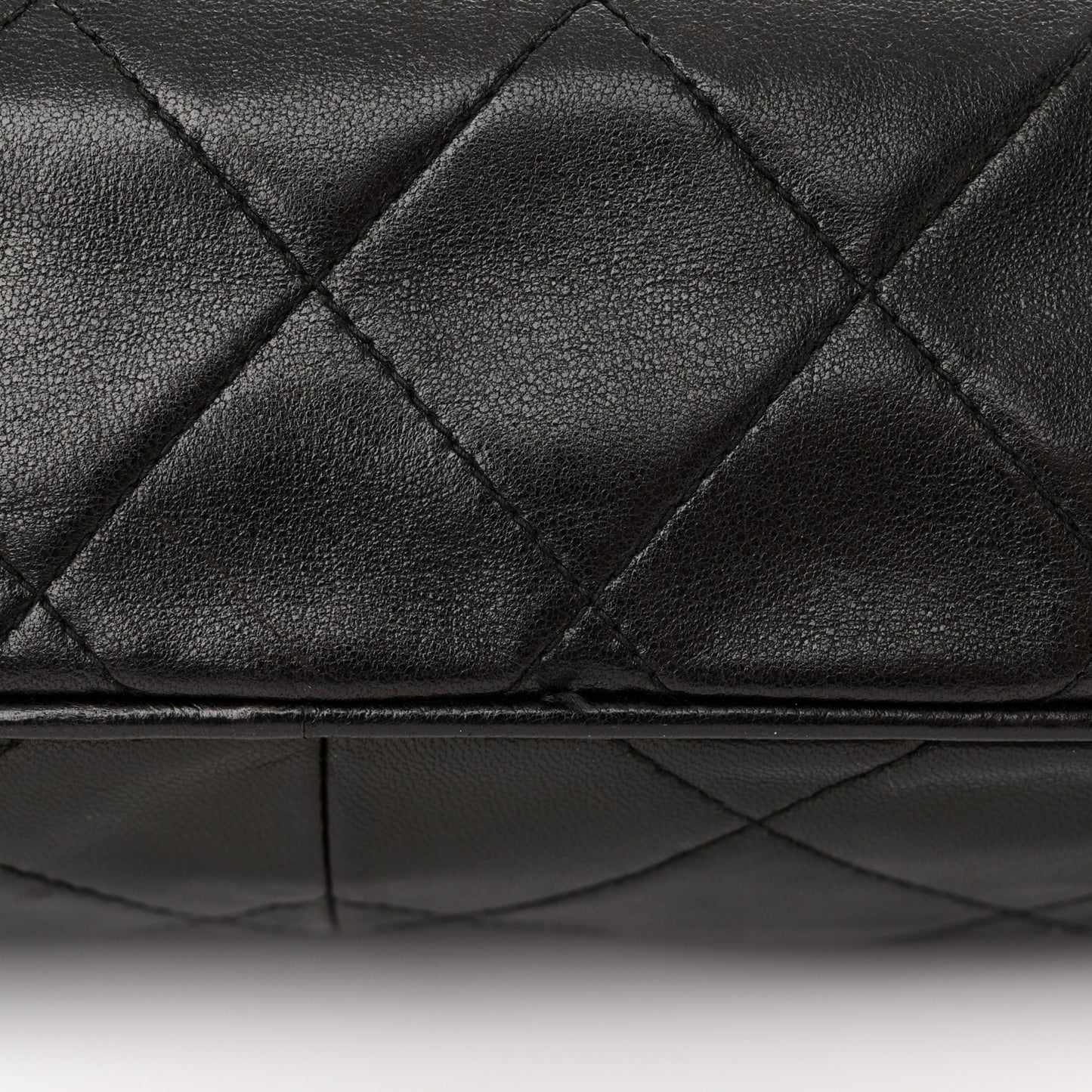 Lambskin Quilted Tassel Camera Case Black