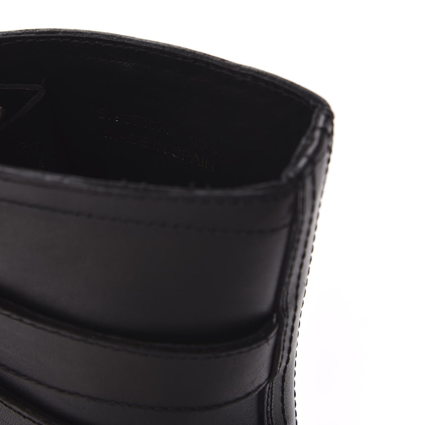 Smooth Calfskin Studded Strap Rangers Boots 36.5 Black