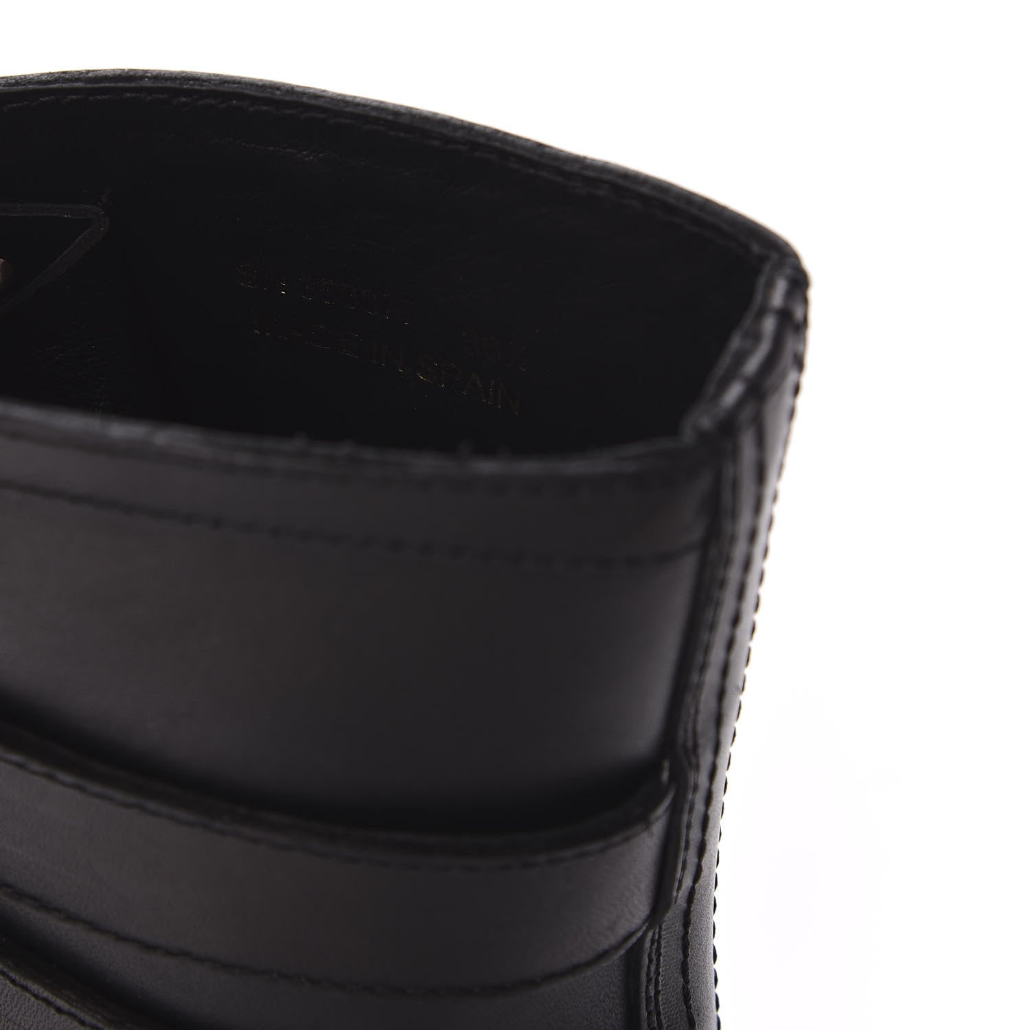 Saint Laurent Smooth Calfskin Studded Strap Rangers Boots 36.5 Black 8 of 8