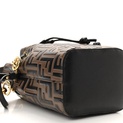 Fendi Vitello Liberty F is Fendi Bi-Color FF 1974 Embossed Mini Mon Tresor Bucket Bag Maya Black 9 of 10