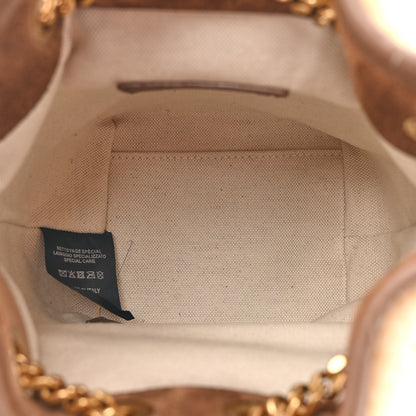 Saint Laurent Shearling Suede Monogram Joe Nano Bucket Bag Dark Cigar Natural Beige 5 of 10