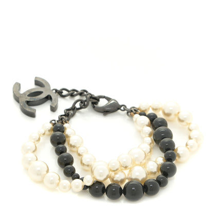 Chanel Pearl Bead CC Multistrand Bracelet Black 1 of 6