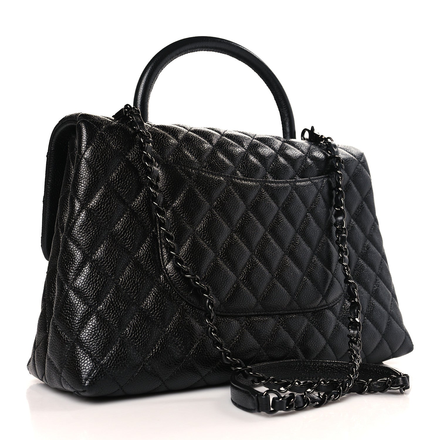 Chanel Caviar Quilted Medium Coco Handle Flap So Black 3 of 9