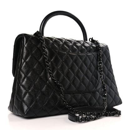 Chanel Caviar Quilted Medium Coco Handle Flap So Black 3 of 9