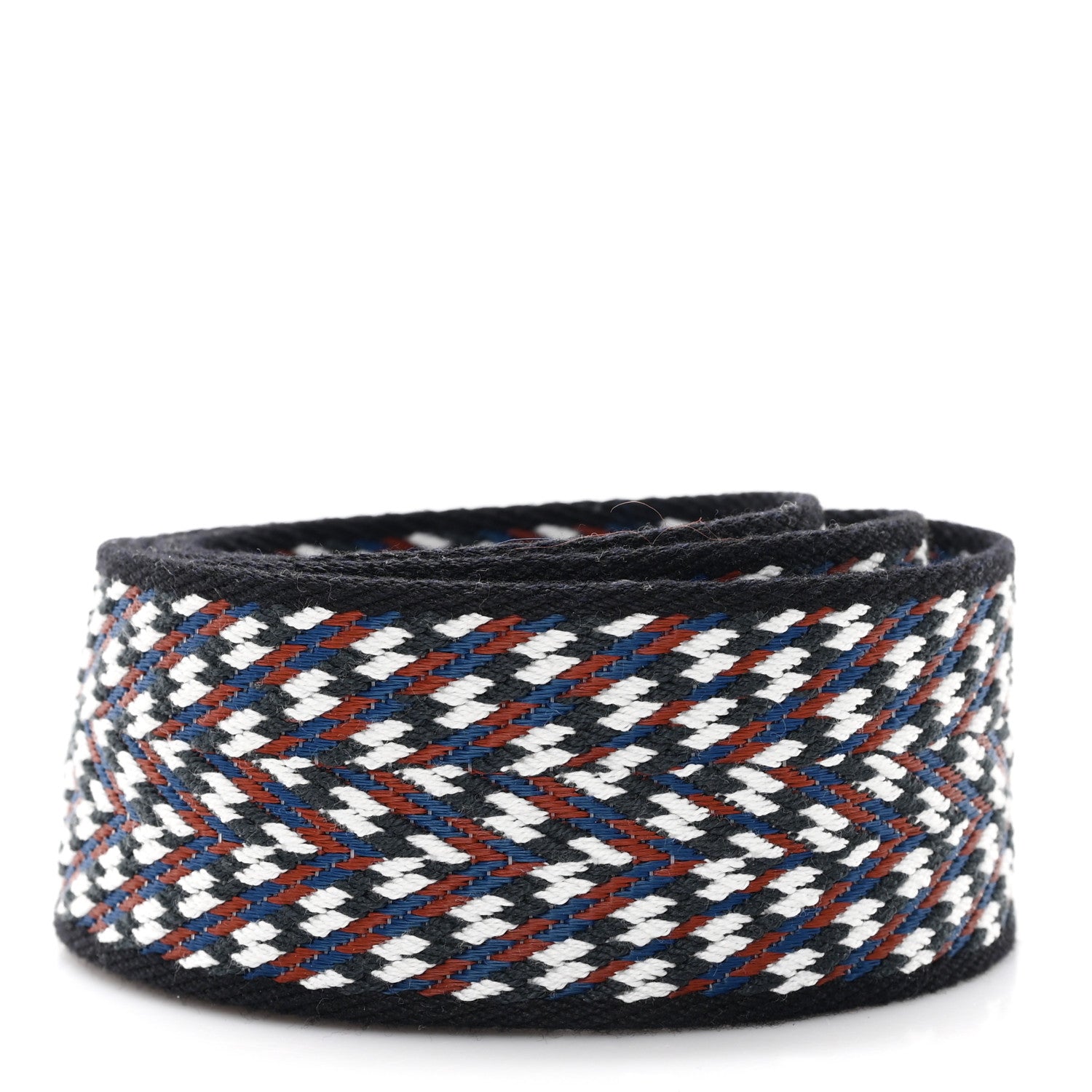 Hermes Toile Swift 50mm Sangle ZigZag Shoulder Strap Black White Deep Blue 2 of 5