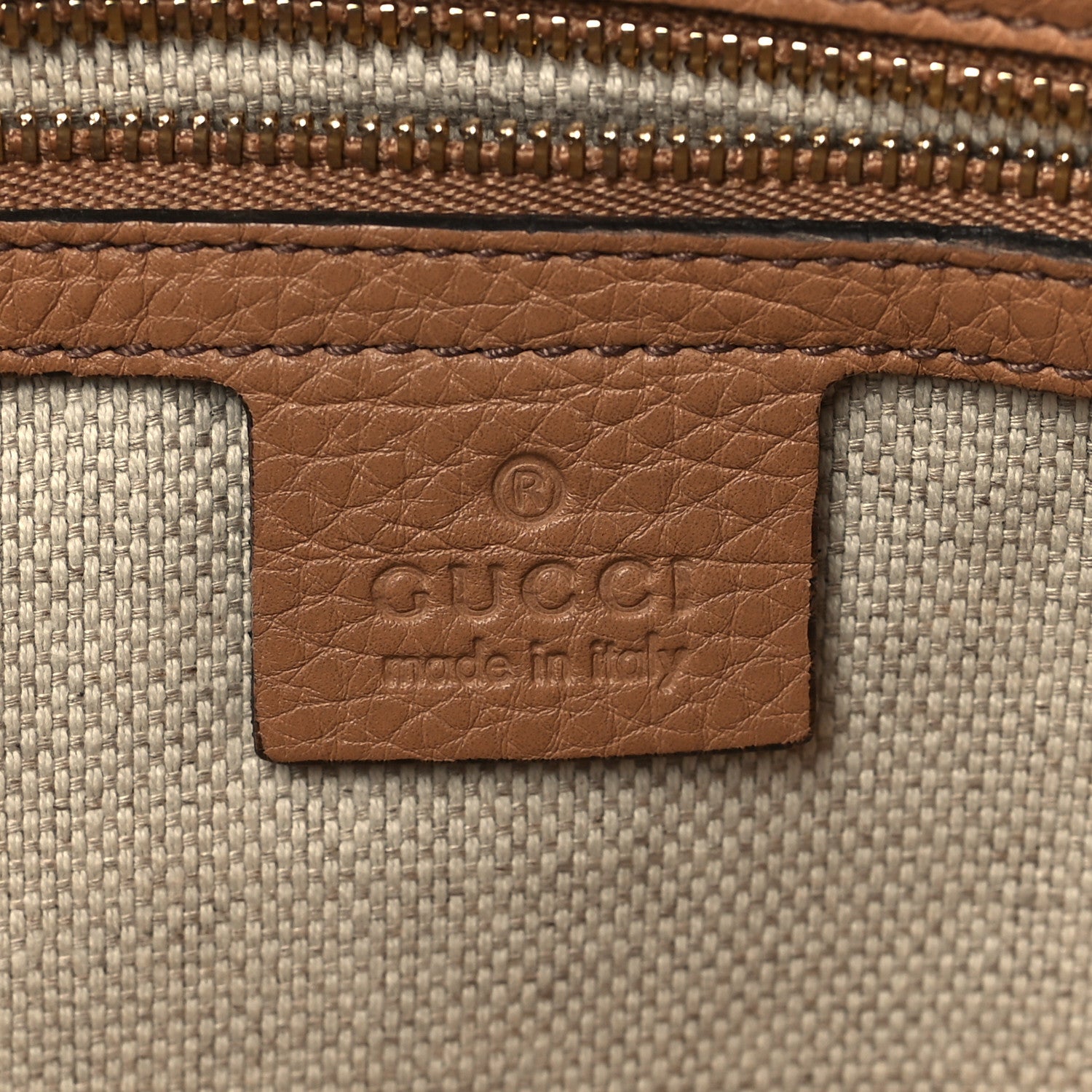 Gucci Pebbled Calfskin Medium Soho Clutch Camelia 6 of 9