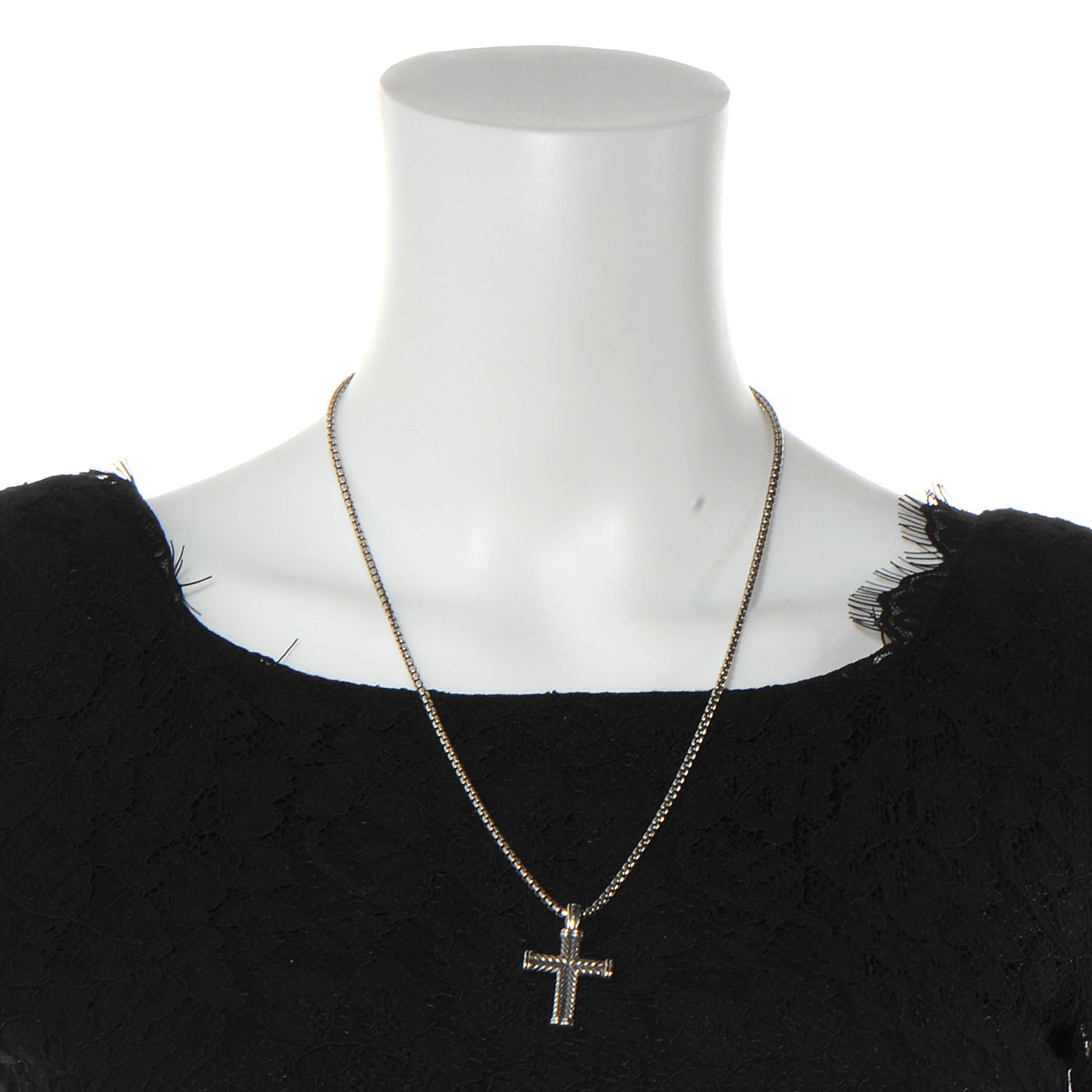 David Yurman Sterling Silver Chevron Cross Necklace 2 of 4