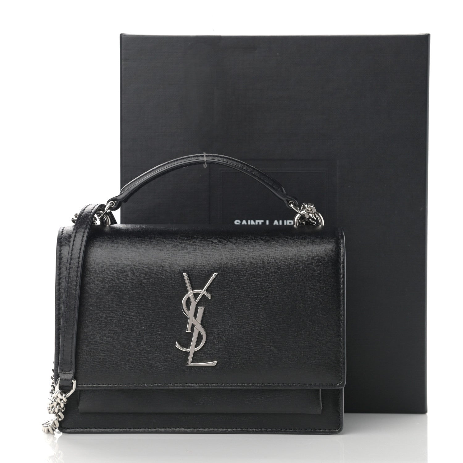 Saint Laurent Calfskin Monogram Sunset Chain Wallet Black 13 of 13
