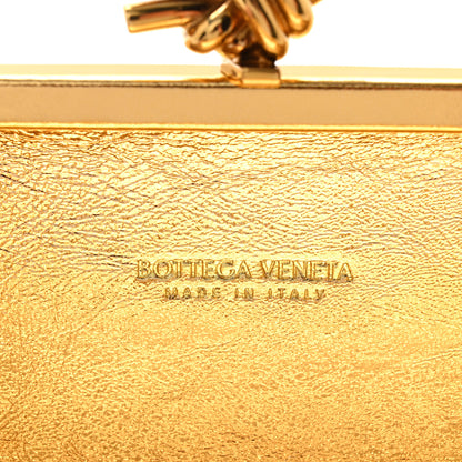 Bottega Veneta Metallic Intreccio Millefili Minaudiere Knot Clutch Gold 6 of 9