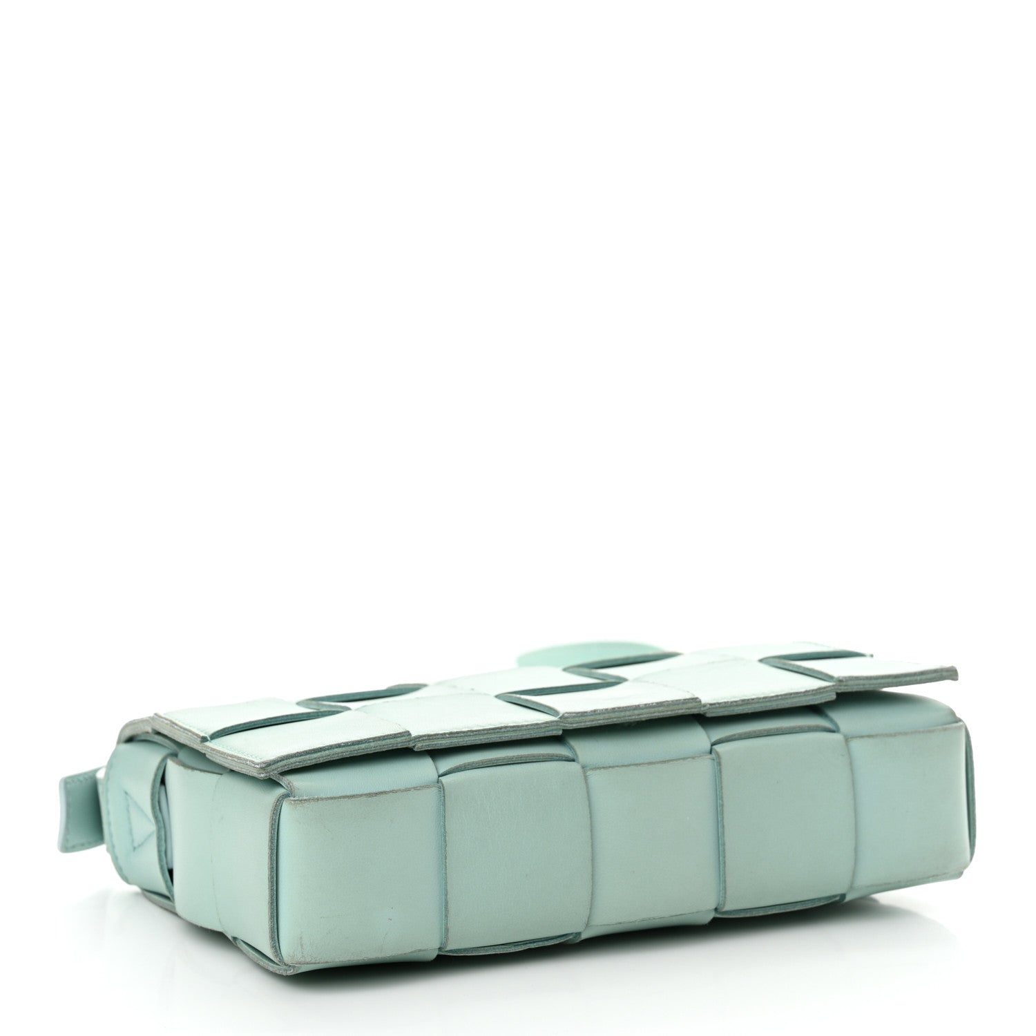 Bottega Veneta Lambskin Maxi Intreccio Cassette Bag Teal Washed 3 of 14