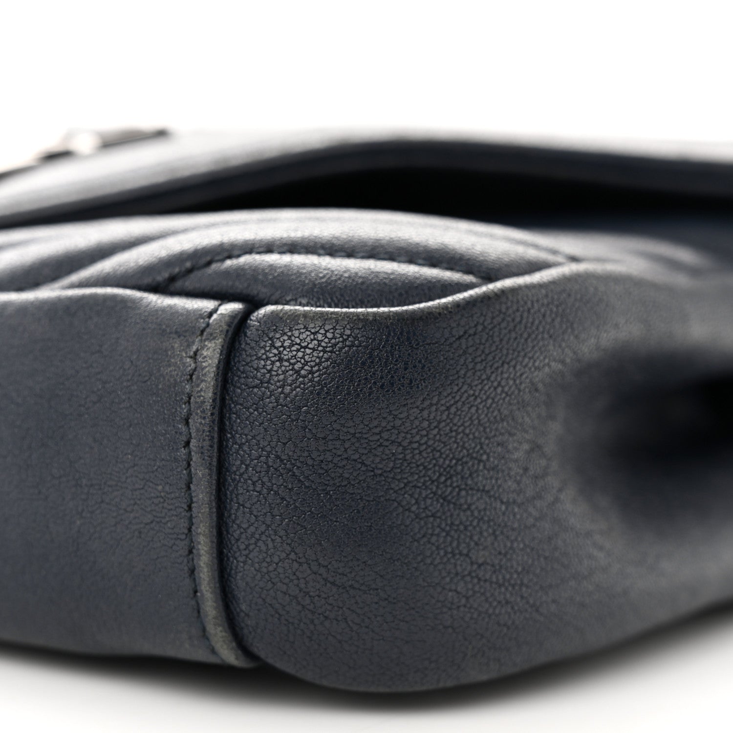 Saint Laurent Sheepskin Matelasse Chevron Monogram Medium College Bag Deep Marine 10 of 13