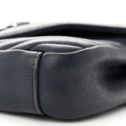 Saint Laurent Sheepskin Matelasse Chevron Monogram Medium College Bag Deep Marine 10 of 13