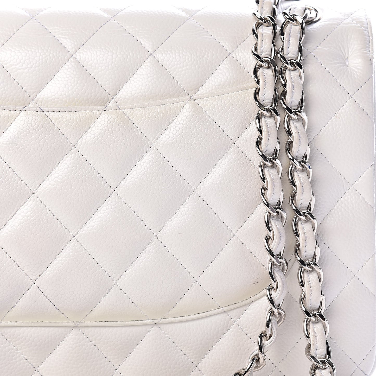 Caviar Quilted Jumbo Double Flap White